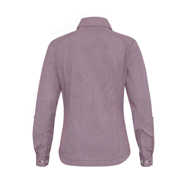 Thai Red Micro Check Long Sleeve Shirt For Women